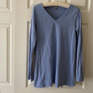 J Jill Blue V- Neck Long Sleeve Top Size Small